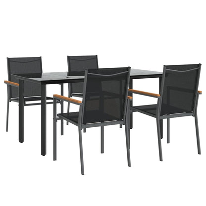 vidaXL 5 Piece Garden Dining Set Black Textilene and Steel 3