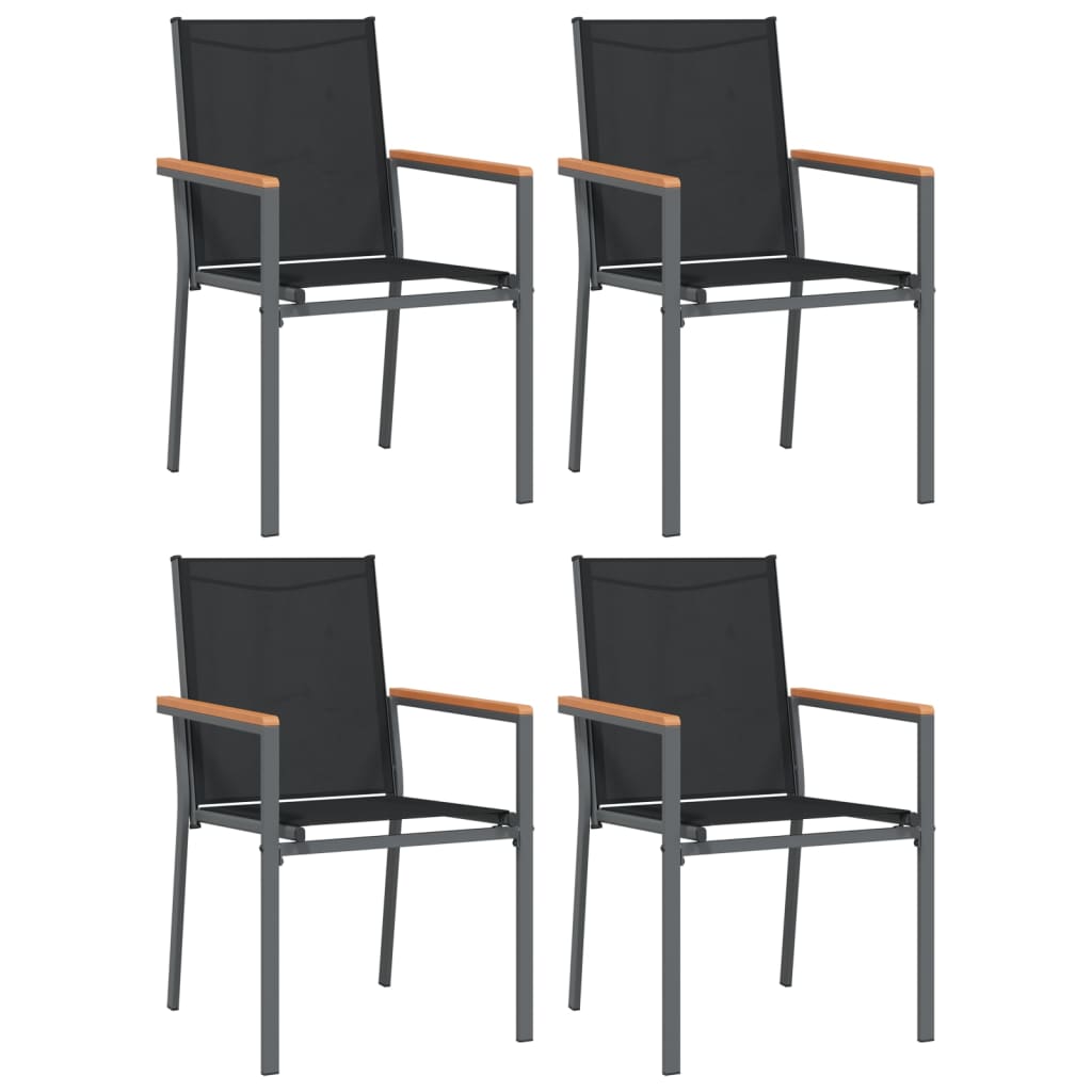 vidaXL 5 Piece Garden Dining Set Black Textilene and Steel 4