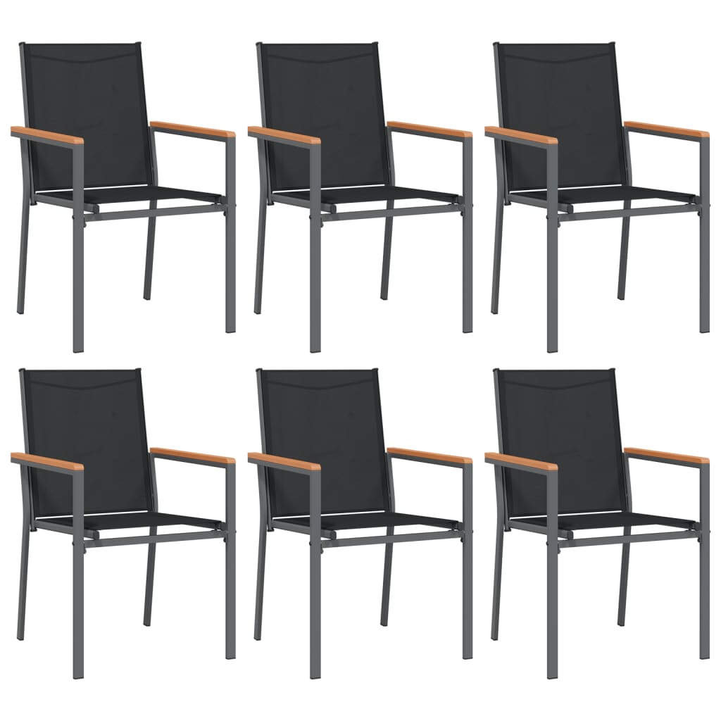 vidaXL Garden Chairs 6 pcs Black 55x61,5x90 cm Textilene and Steel 2