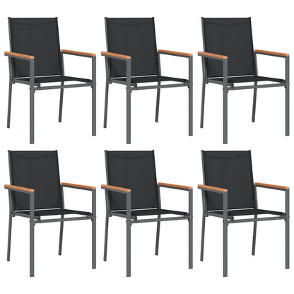 vidaXL Garden Chairs 6 pcs Black 55x61,5x90 cm Textilene and Steel 2