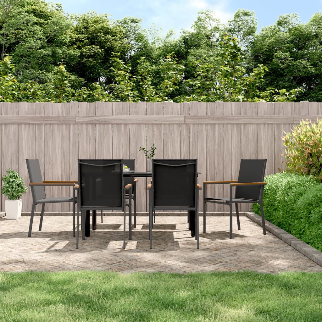 vidaXL Garden Chairs 6 pcs Black 55x61,5x90 cm Textilene and Steel 1