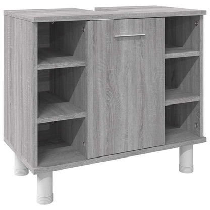 vidaXL 3 Piece Bathroom Cabinet Set Grey Sonoma Engineered Wood 6