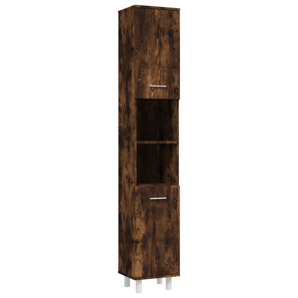 vidaXL 4 Piece Bathroom Cabinet Set Smoked Oak Engineered Wood 6