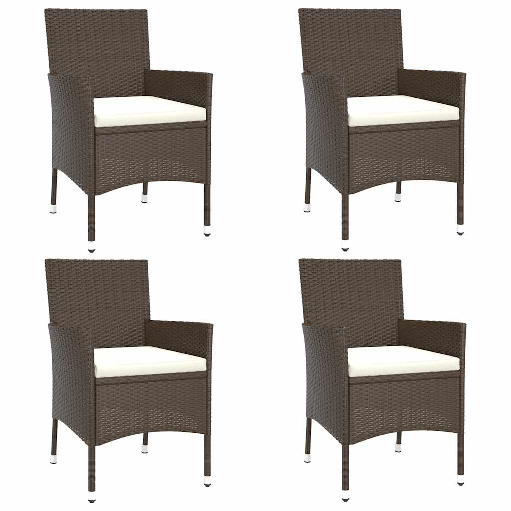 vidaXL 5 Piece Garden Dining Set with Cushions Brown Poly Rattan 3