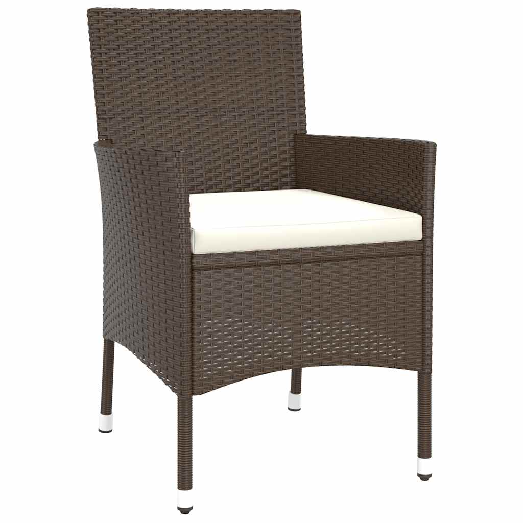 vidaXL 5 Piece Garden Dining Set with Cushions Brown Poly Rattan 4