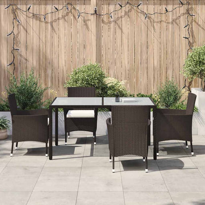 vidaXL 5 Piece Garden Dining Set with Cushions Brown Poly Rattan 1