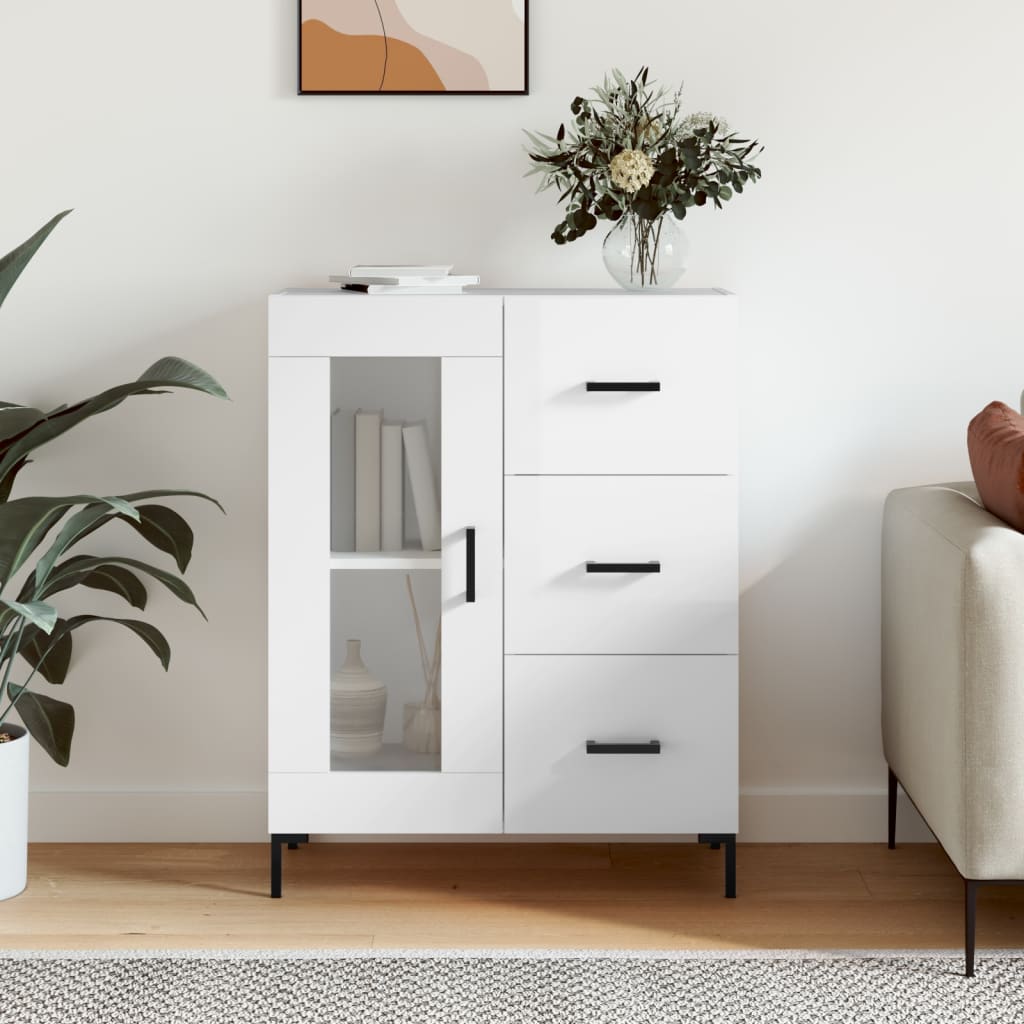 Sideboard 69,5x34x90 cm Engineered Wood High gloss white