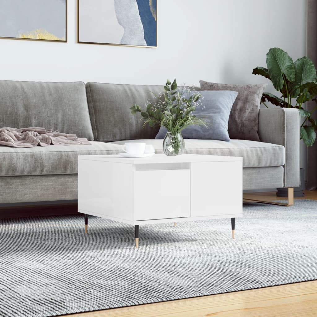 Coffee Table 55x55x36,5 cm Engineered Wood High gloss white