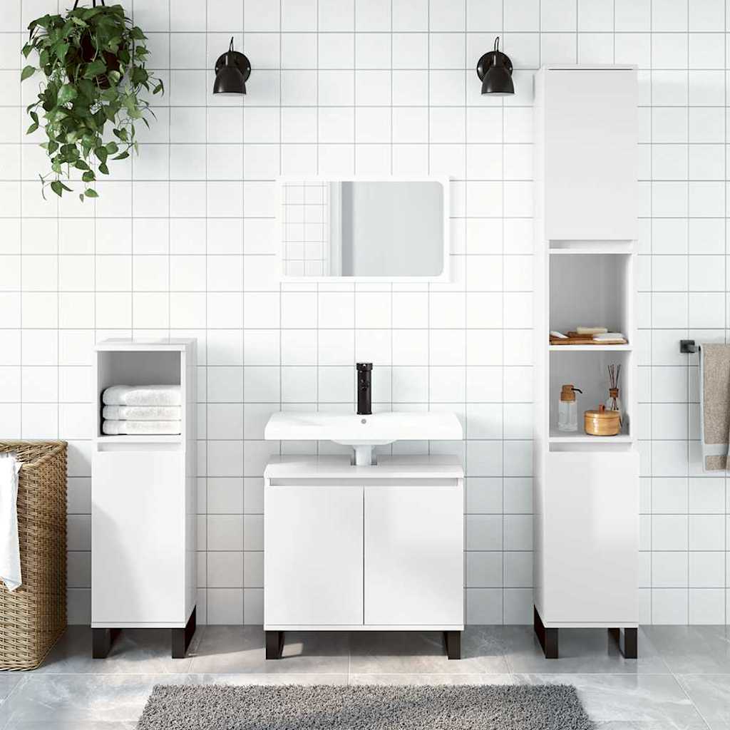 Bathroom Cabinet 58x33x60 cm Engineered Wood High gloss white
