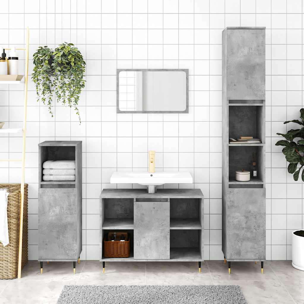 Bathroom Cabinet 80x33x60 cm Engineered Wood Concrete grey