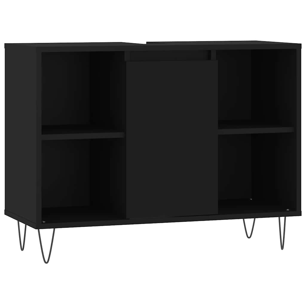 Bathroom Cabinet 80x33x60 cm Engineered Wood Black