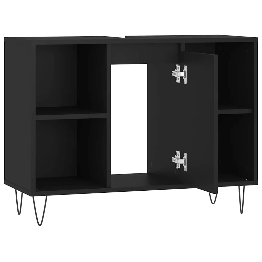 Bathroom Cabinet 80x33x60 cm Engineered Wood Black