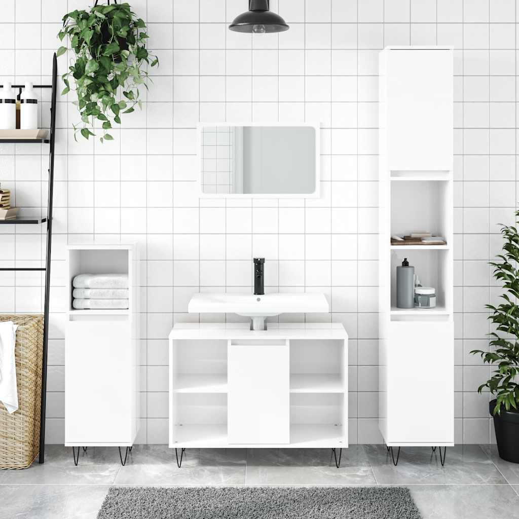 Bathroom Cabinet 80x33x60 cm Engineered Wood High gloss white