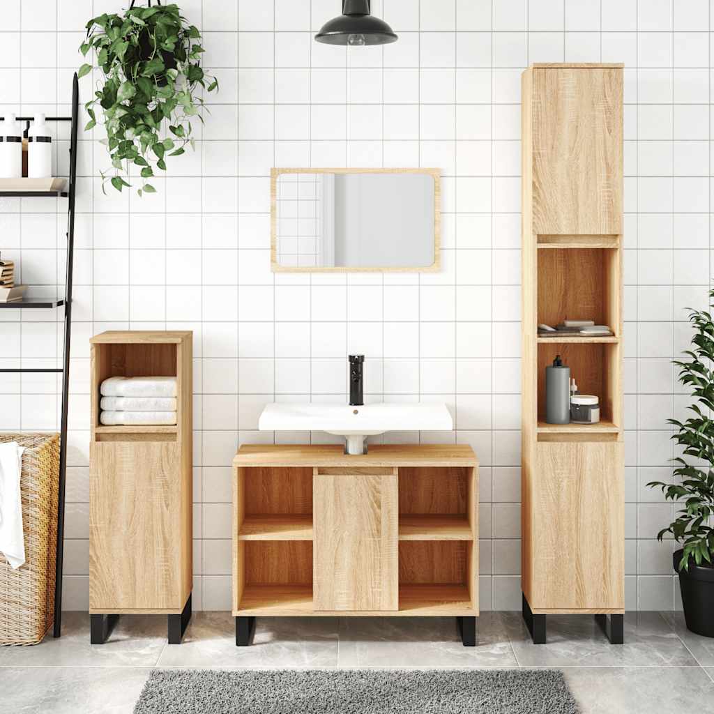 Bathroom Cabinet 80x33x60 cm Engineered Wood Sonoma oak