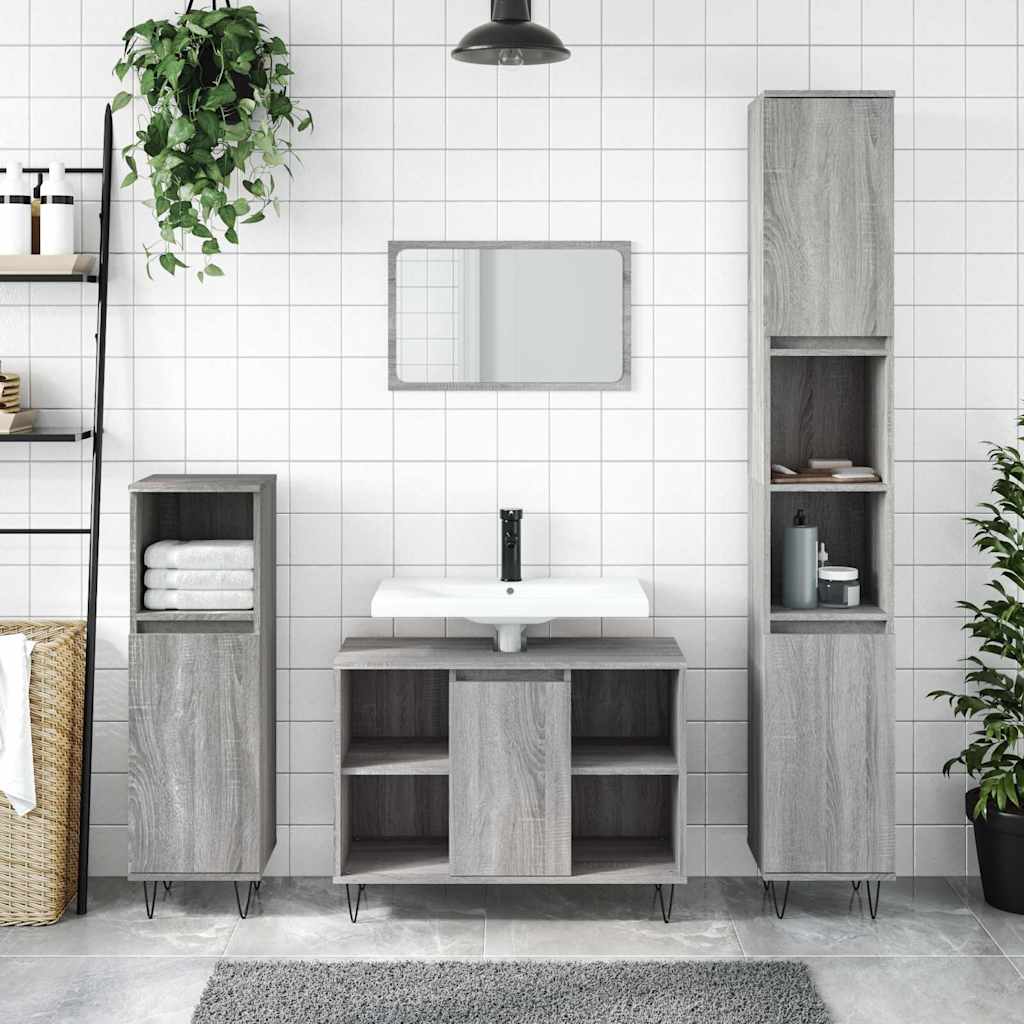 Bathroom Cabinet 80x33x60 cm Engineered Wood Grey sonoma