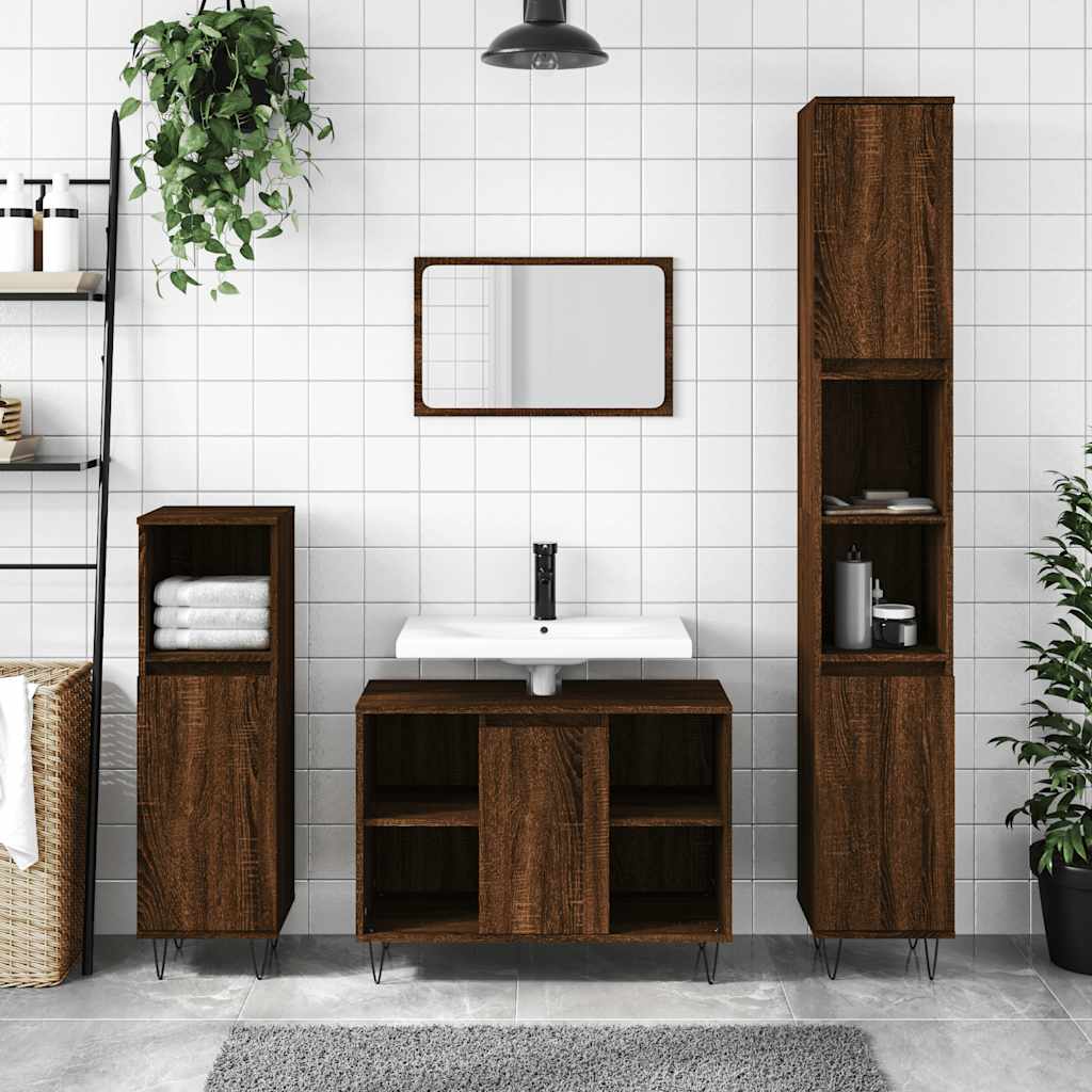 Bathroom Cabinet 80x33x60 cm Engineered Wood Brown oak