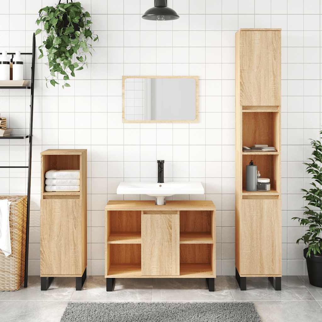 Bathroom Cabinet 80x33x60 cm Engineered Wood Sonoma oak