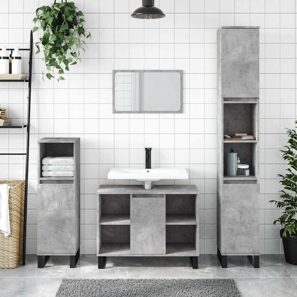 Bathroom Cabinet 80x33x60 cm Engineered Wood Concrete grey