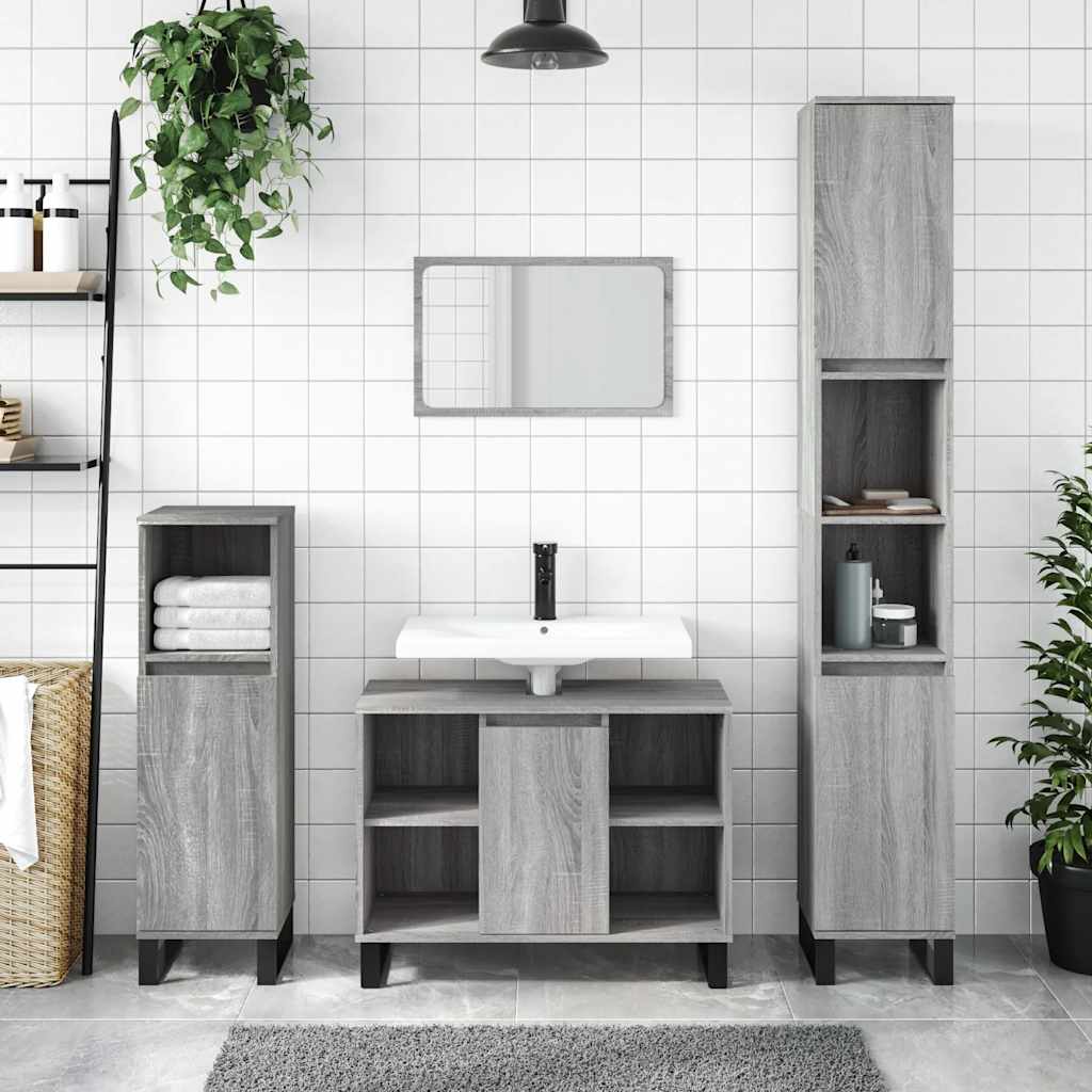 Bathroom Cabinet 80x33x60 cm Engineered Wood Grey sonoma