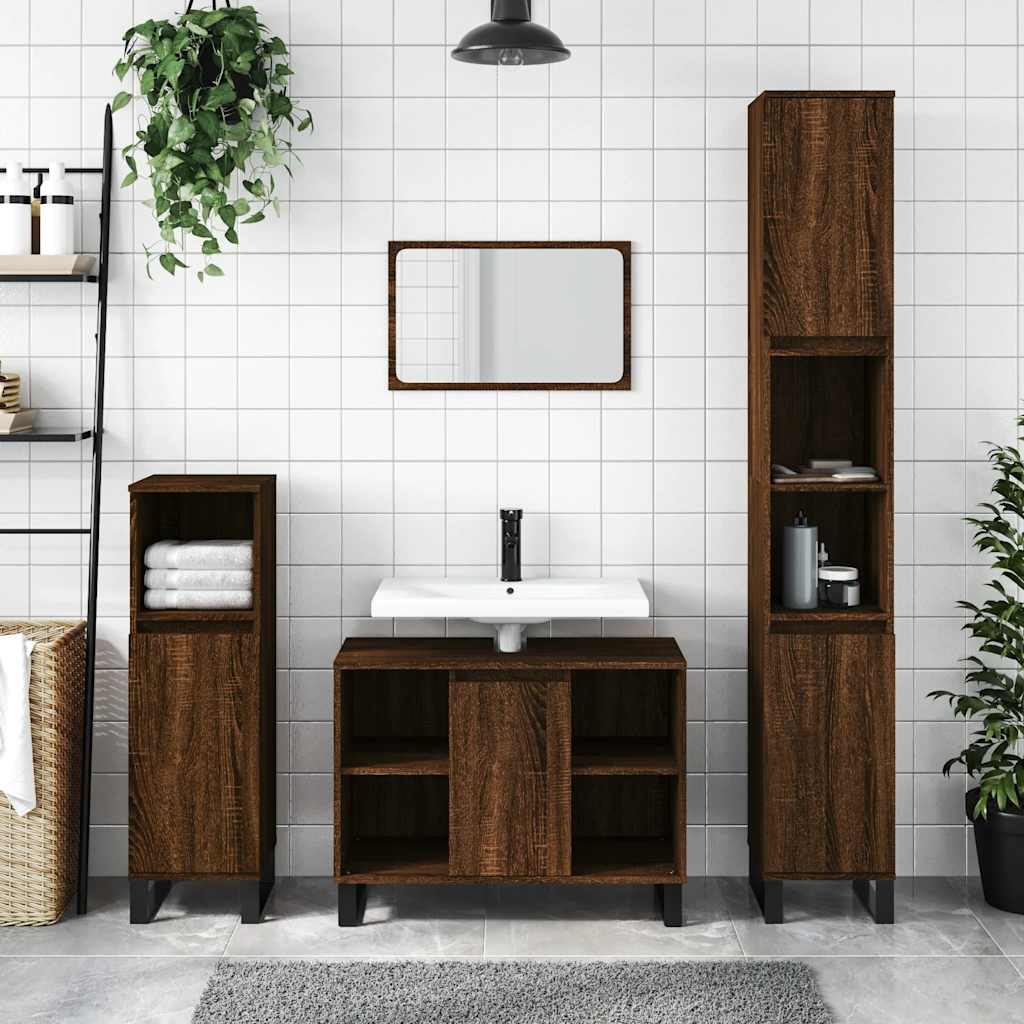 Bathroom Cabinet 80x33x60 cm Engineered Wood Brown oak