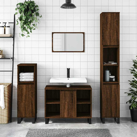Bathroom Cabinet 80x33x60 cm Engineered Wood Brown oak