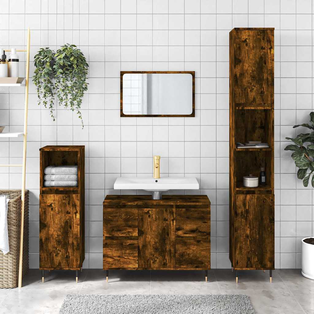 Bathroom Cabinet 80x33x60 cm Engineered Wood Smoked oak
