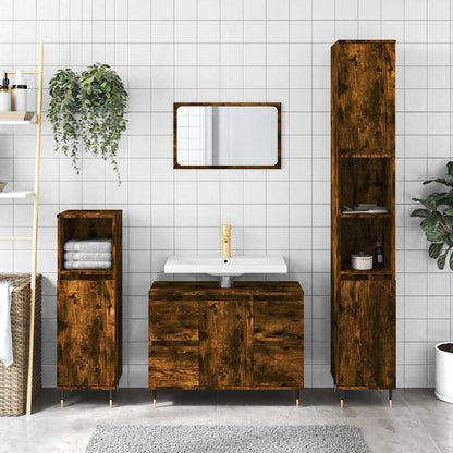 Bathroom Cabinet 80x33x60 cm Engineered Wood Smoked oak