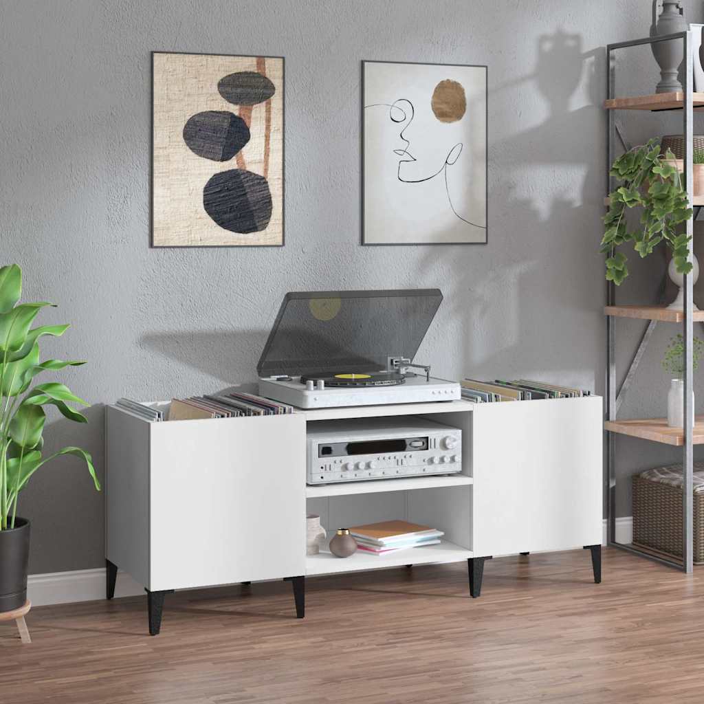 Record Cabinet 84,5x38x48 cm Engineered Wood White 121 x 38 x 48 cm
