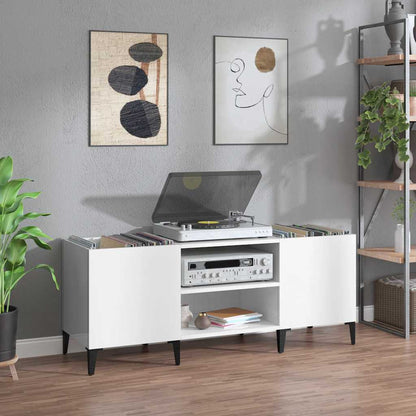 Record Cabinet 84,5x38x48 cm Engineered Wood High gloss white 121 x 38 x 48 cm