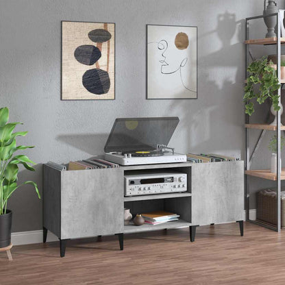 Record Cabinet 84,5x38x48 cm Engineered Wood Concrete grey 121 x 38 x 48 cm
