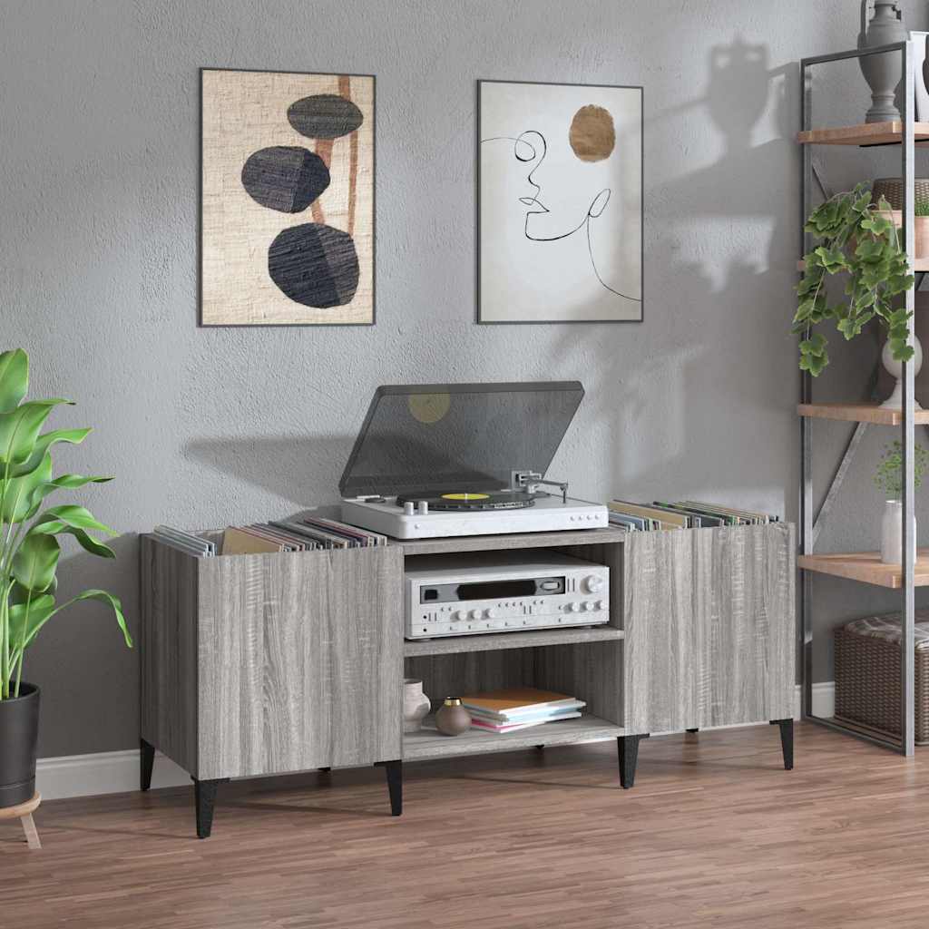 Record Cabinet 84,5x38x48 cm Engineered Wood Grey sonoma 121 x 38 x 48 cm
