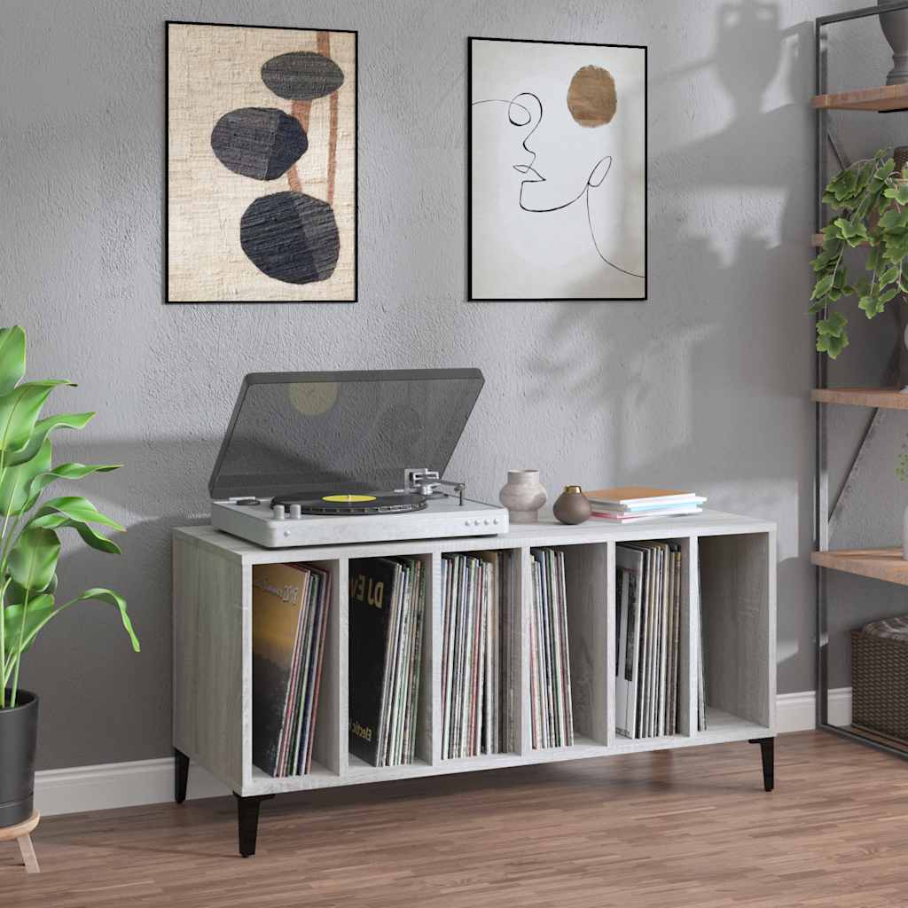 Record Cabinet 100x38x48 cm Engineered Wood Grey sonoma