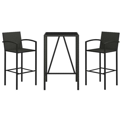 vidaXL 3 Piece Garden Bar Set Black Poly Rattan 3