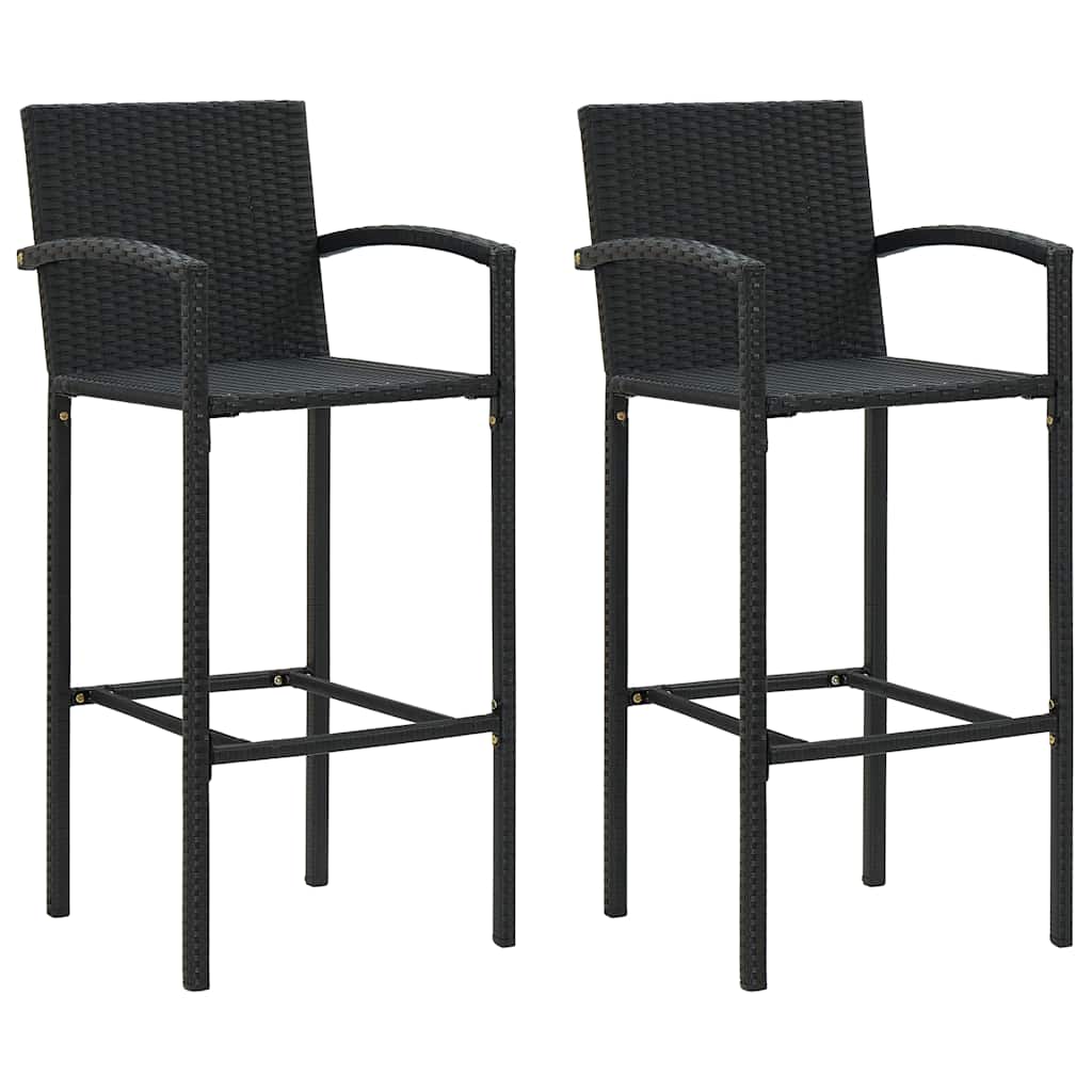 vidaXL 3 Piece Garden Bar Set Black Poly Rattan 4