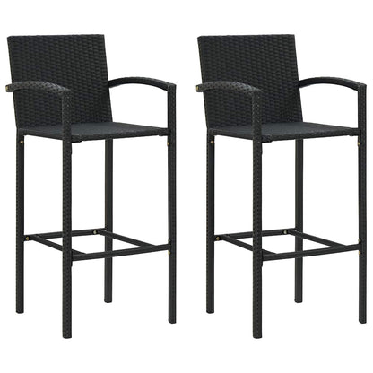 vidaXL 3 Piece Garden Bar Set Black Poly Rattan 4