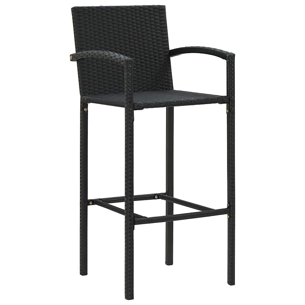 vidaXL 3 Piece Garden Bar Set Black Poly Rattan 5
