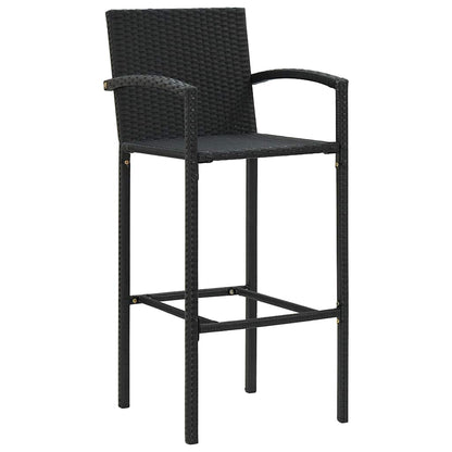 vidaXL 3 Piece Garden Bar Set Black Poly Rattan 5