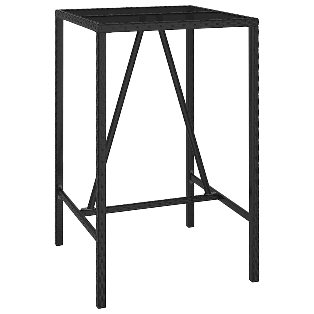 vidaXL 3 Piece Garden Bar Set Black Poly Rattan 6