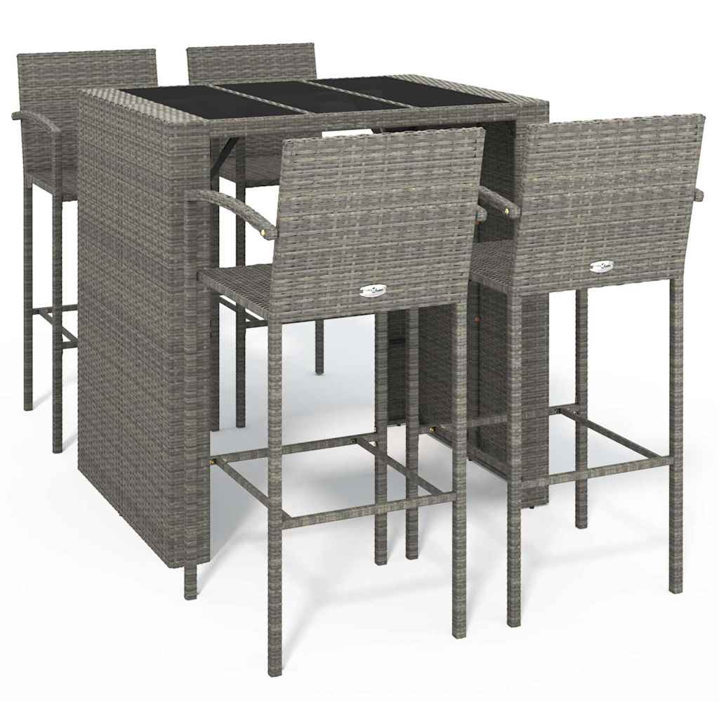 5 Piece Garden Bar Set Poly Rattan 4