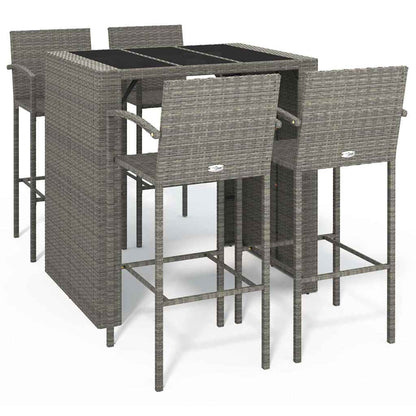 5 Piece Garden Bar Set Poly Rattan 4