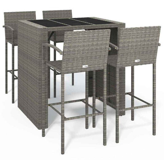 5 Piece Garden Bar Set Poly Rattan 4