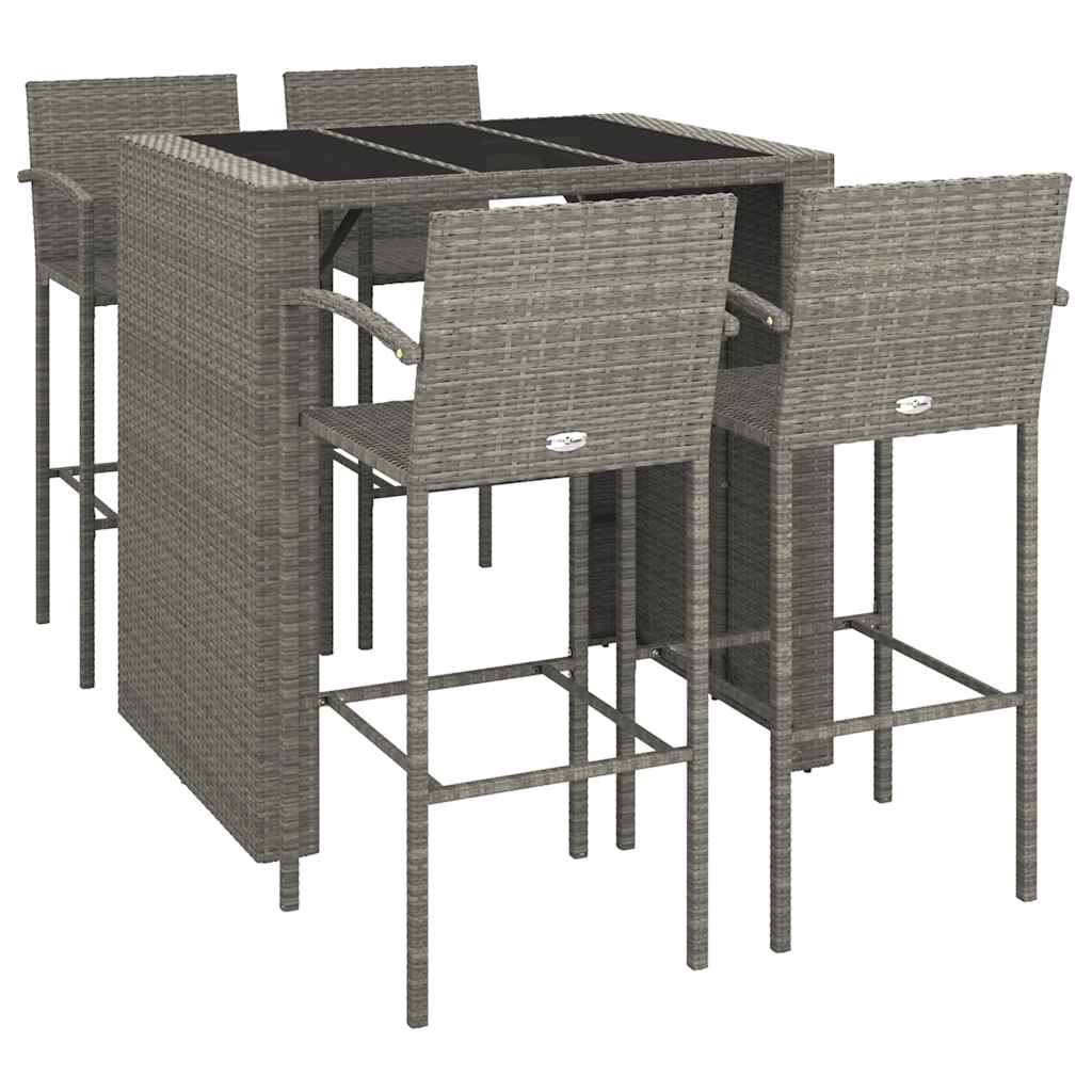 5 Piece Garden Bar Set Poly Rattan 4
