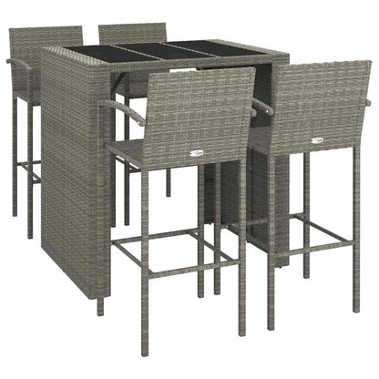 5 Piece Garden Bar Set Poly Rattan 4