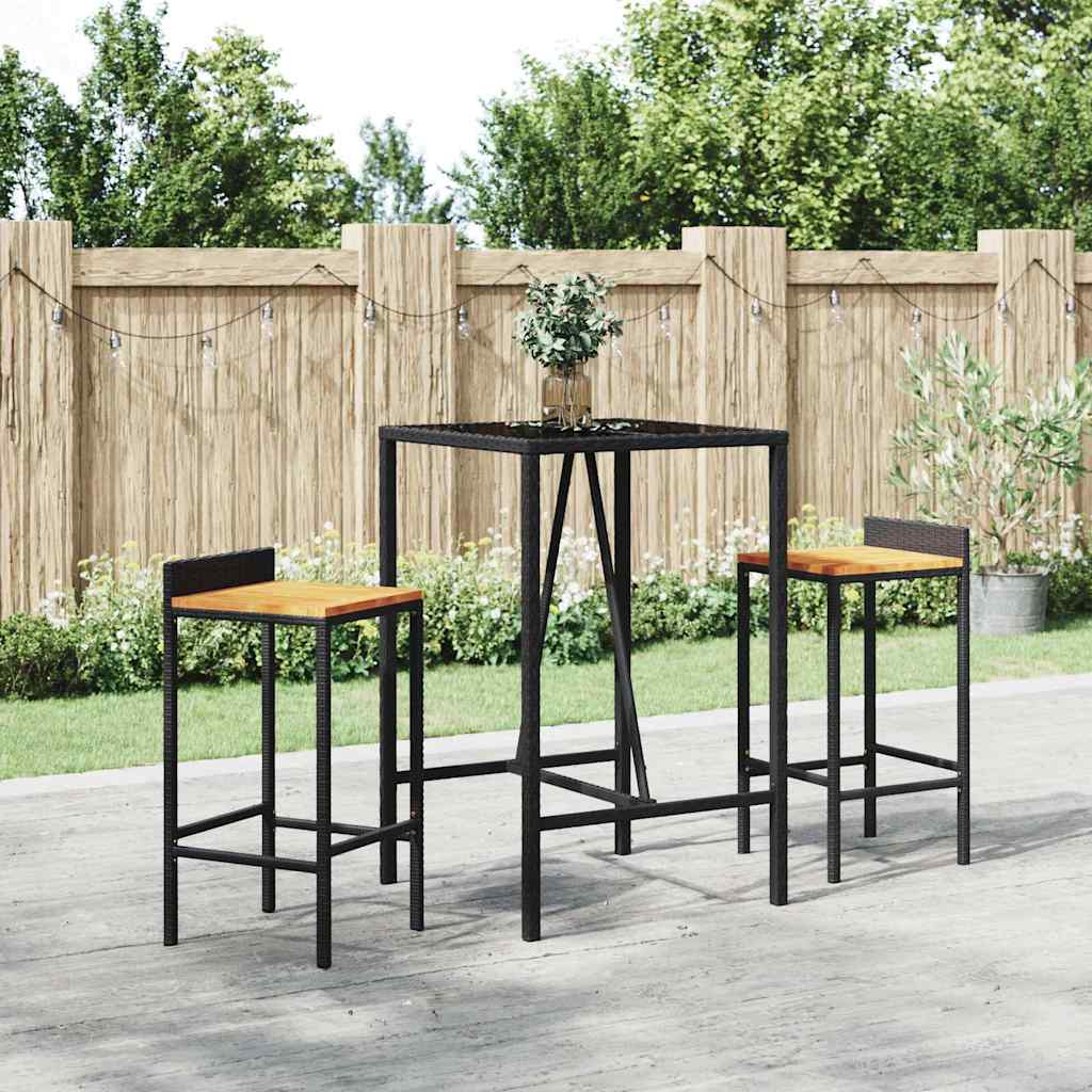 vidaXL 5 Piece Garden Bar Set Poly Rattan& Solid Wood Acacia
