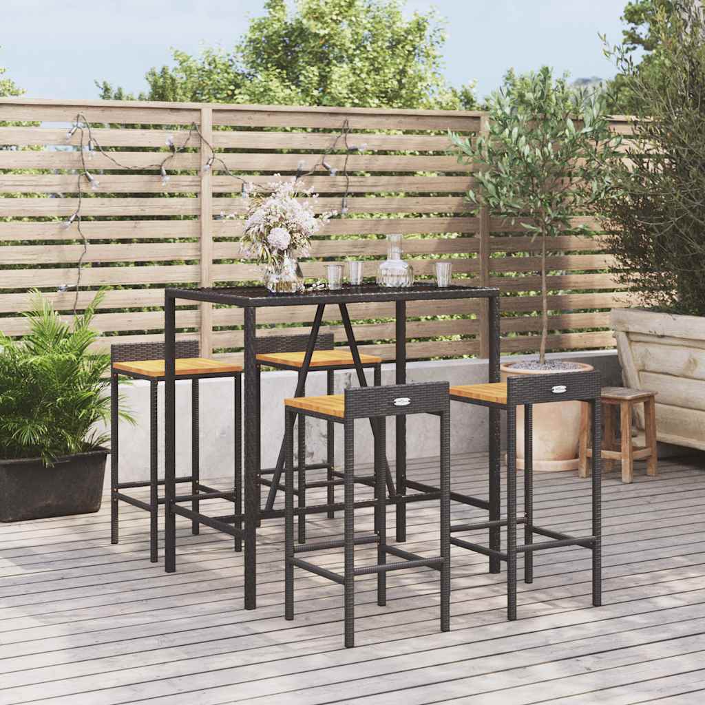 vidaXL 5 Piece Garden Bar Set Poly Rattan& Solid Wood Acacia