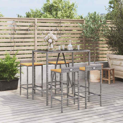 vidaXL 5 Piece Garden Bar Set Poly Rattan& Solid Wood Acacia