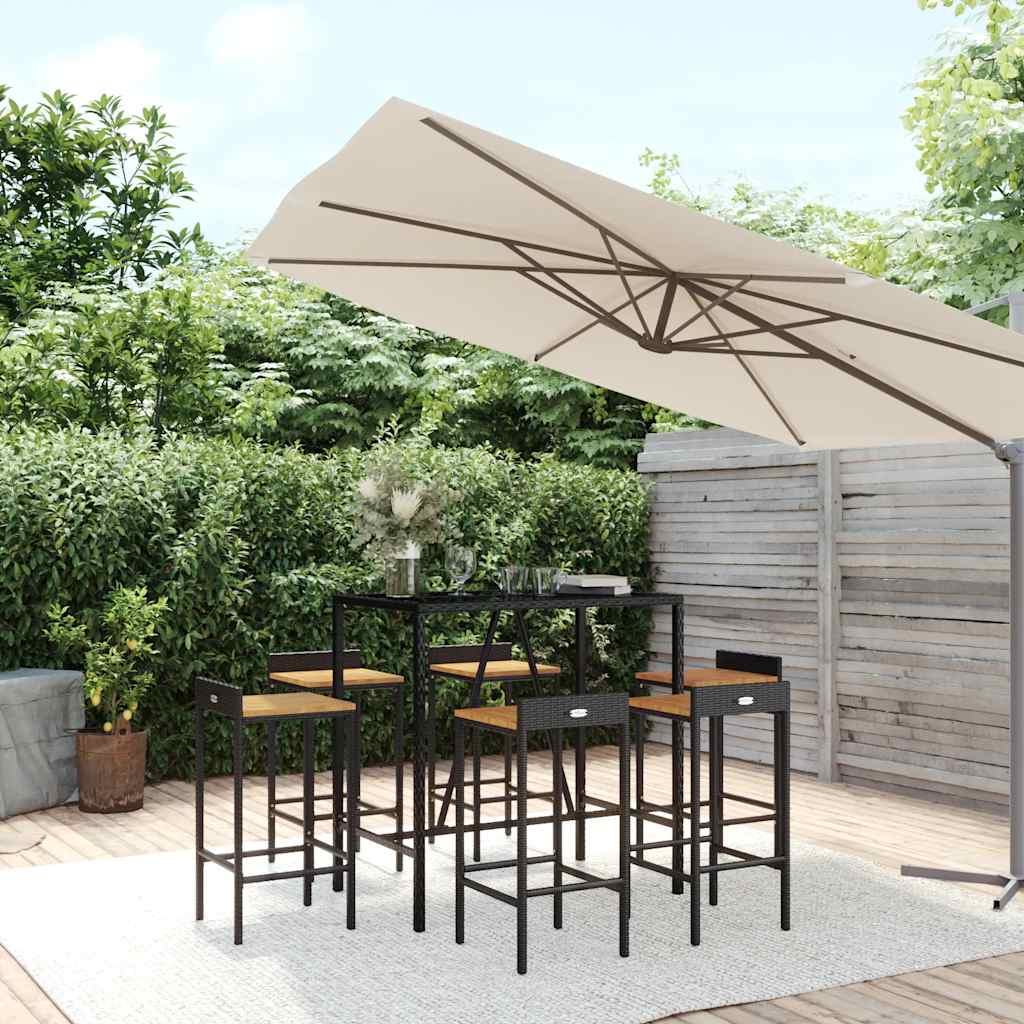 vidaXL 5 Piece Garden Bar Set Poly Rattan& Solid Wood Acacia