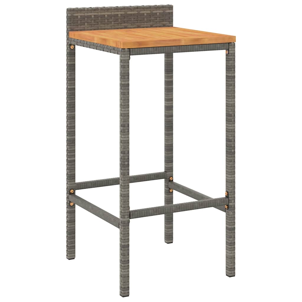 vidaXL 7 Piece Garden Bar Set Grey Poly Rattan& Solid Wood Acacia 4