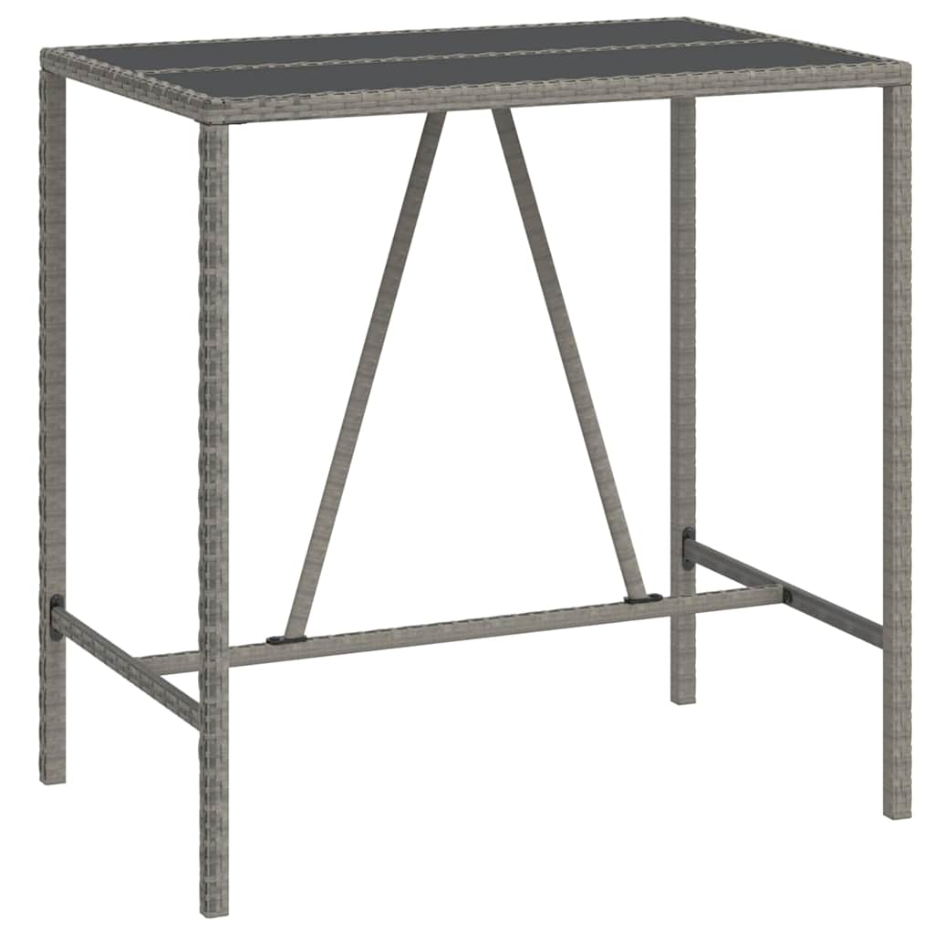 vidaXL 7 Piece Garden Bar Set Grey Poly Rattan& Solid Wood Acacia 5