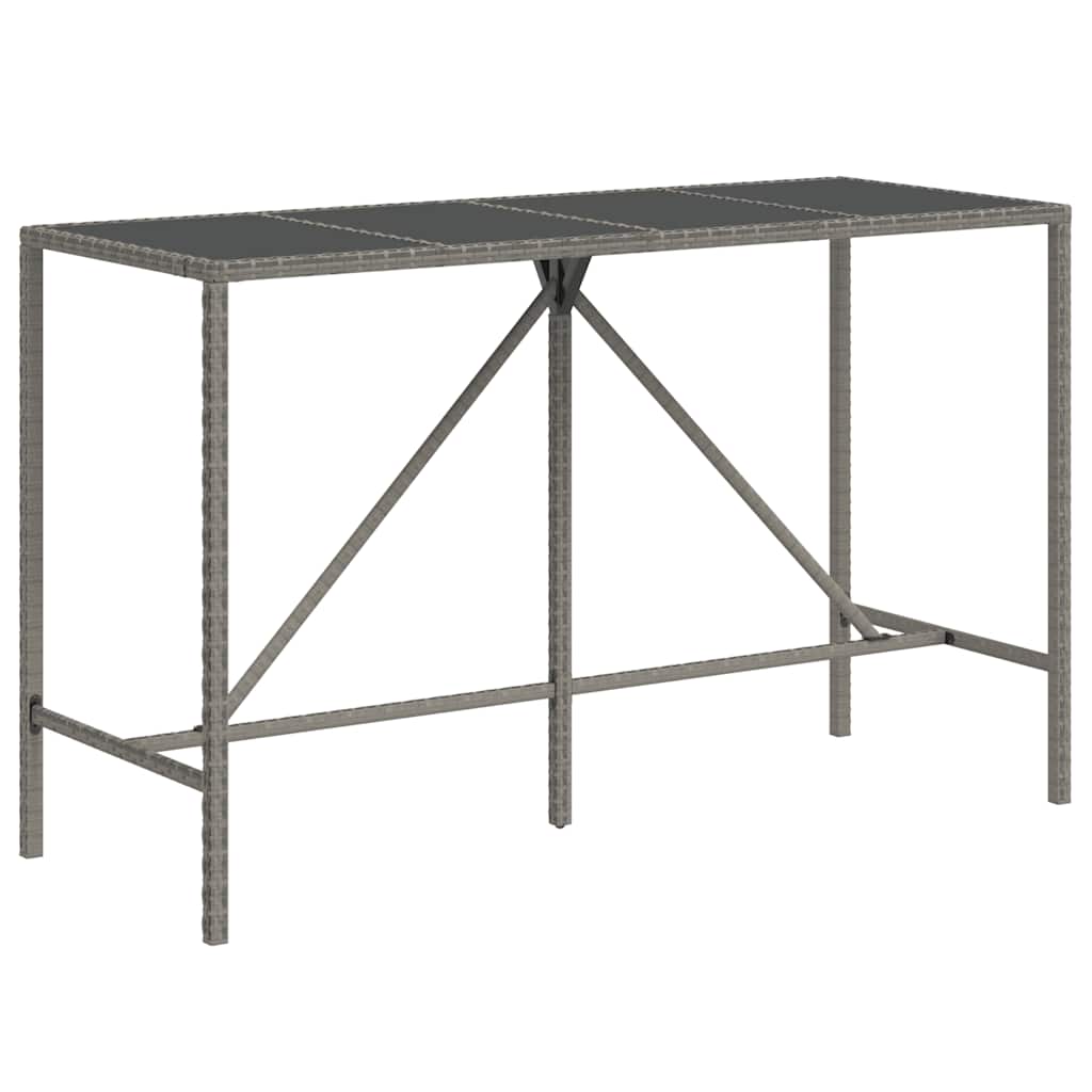 vidaXL 9 Piece Garden Bar Set Grey Poly Rattan& Solid Wood Acacia 5